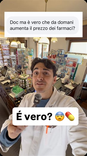 💊Da domani aumentano i prezzi dei farmaci? 👉 No. Il prezzo dei farmaci avviene ogni due anni, negli anni dispari ed c’è stato già nel 2025. L’anno prossimo però, a inizio 2027, il prezzo di molti medicinali (in fascia C) potrebbe aumentare. ⚠️ATTENZIONE: I prezzi dei medicinali in classe C in Italia non è gestito dalle singole farmacie e i prezzi non cambiano tutti insieme all’improvviso, ma seguono regole precise di regolazione. ￼ 💡 Quindi nessun aumento da domani. 👉 Salva il video e seguim