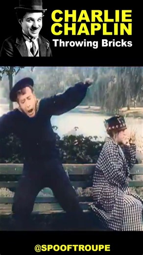Charlie Chaplin Throwing Bricks