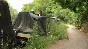 Narrowboat Barge on Canal Path in London England