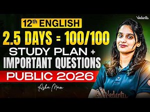 12th English | 2.5 DAY STUDY PLAN + Important Questions | Public Exam 2026 | Asha Ma'am
