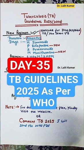 DAY 35 TB Guidelines 2025 As Per WHO #latesttbguidelines #tuberculosistreatment #tbtreatment