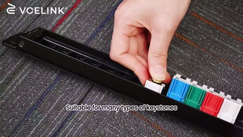 VCE Patch Panel 24 Port with 25-Pack Cat6 Black RJ45 Keystone Coupler, 1U Blank Rackmount Panel, 19 inch, 1 Pack