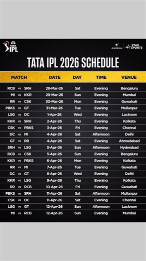 IPL schedule 2026 is announed #ipl2026