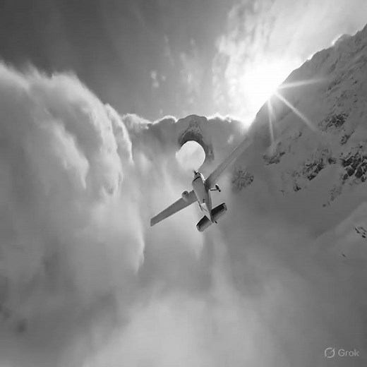 Microlight Passing Through the Snowy Alps | AI Cinematic Winter Video (Made with Grok)