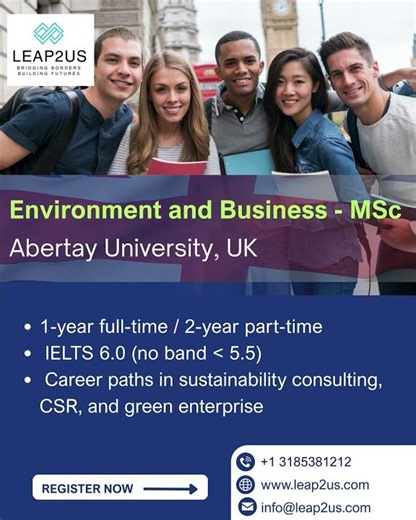Study MSc Environment and Business at Abertay University | Leap2us