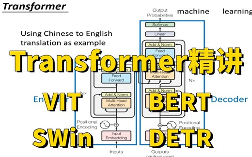 Transformer模型原理精讲：Swin、VIT、DETR、BERT四大Transformer核心模型全详解！（深度学习/计算机视觉）