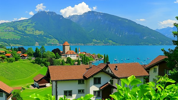 Spiez Switzerland – The Hidden Gem by Lake Thun with Vineyards and Hills (4K)