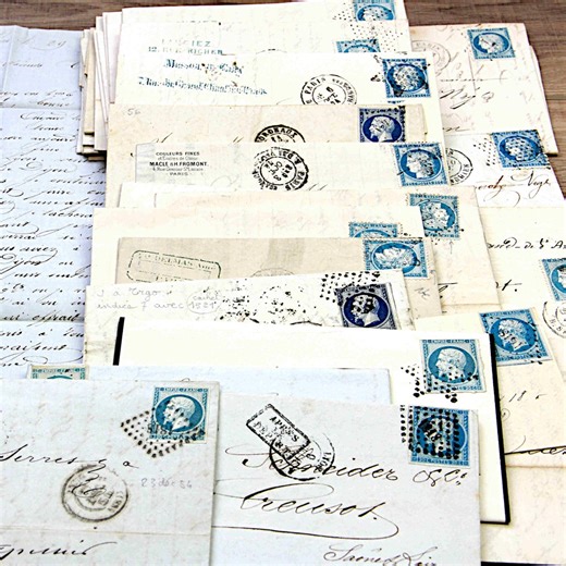 Antique French Folded Letters: 1800s Calligraphy, Post Stamps (set of 10) - Etsy