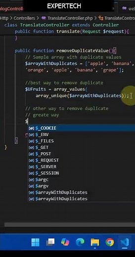 Remove Duplicates from Array in Laravel Using 2 Easy Ways 🔥 | Laravel Tips #Shorts