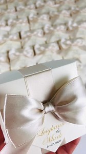 Ivory & Champagne Wedding Favor Boxes With Satin Ribbon, Bow and Tag, Elegant Personalized Wedding Candy or Gift Box, Wedding Bonbonniere - Etsy