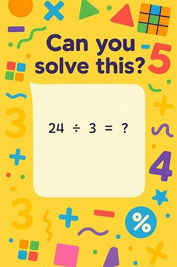 Easy Division Puzzle for Kids! 24 / 3 = ?