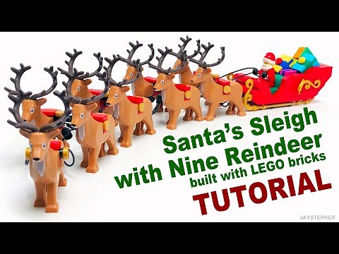 LEGO Tutorial On How To Build Santa's Sleigh With 9 Reindeer