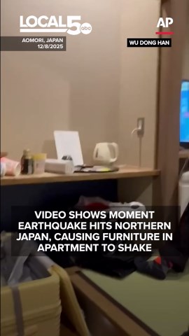 Video shows moment earthquake hits northern Japan, causing furniture in apartment to shake