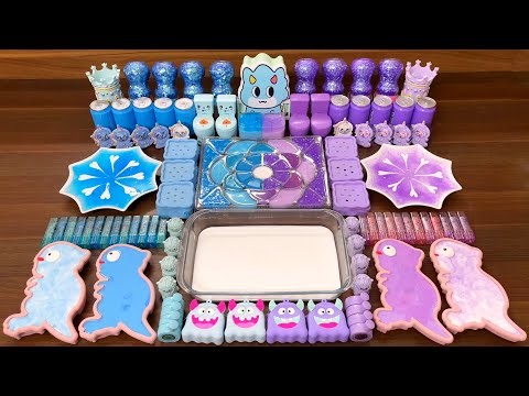 Slime Mixing Glitter: Blue vs Purple Floam – Relaxing Sounds