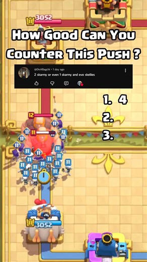 How Good Can You Counter This Push ? Skeleton Army and Evolution Skeleton | 4 Elixir #clashroyale
