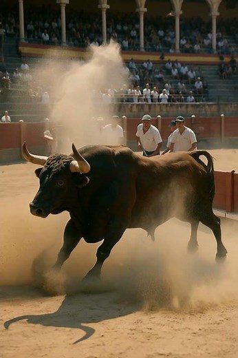 Angry Bull Jumps Over the Barrier #animals #wildlife #cuteanimals #animalattacks #shorts