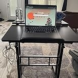 SIDUCAL Mobile Stand Up Desk with USB Ports and Outlets, Adjustable Laptop Desk on Wheels, Home Office Workstation, Rolling Laptop Cart for Standing or Sitting, 31.5" x 23.6" Vintage Oak