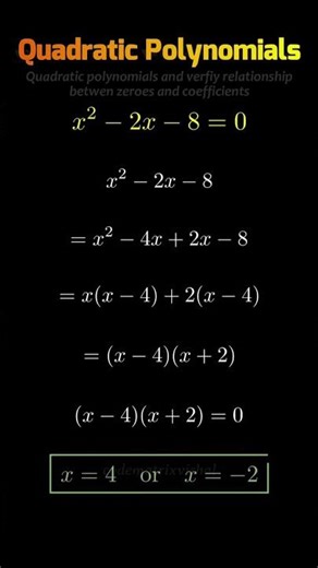 Zeroes of Quadratic 🔥 | Verify Relation Between Roots & Coefficients #maths #algebra #quadratic