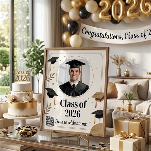 Personalized Grad Sign - Custom Grad Flyer With Unique QR Code | Digital Payment Flyer | Personalized Venmo Cash App Display Sign - Etsy