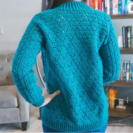 CROCHET PATTERN   VIDEO Diamond Crochet Cardigan, Xs to 5x Sizes, Open Front Cardigan, Crocheted Flat, Video Tutorial & Charts - Etsy