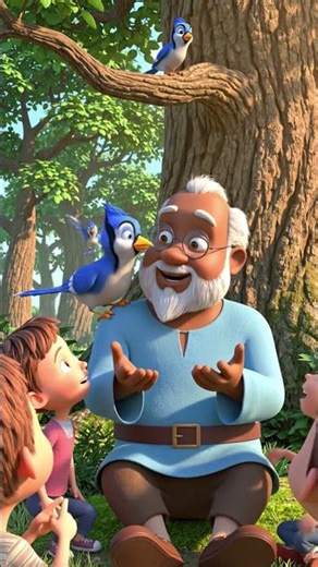 Old Man And Child Enjoying Listening A Story 3D cartoon #learningcartoon #kidswatching #kidsrhymes