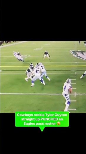 Cowboys rookie Tyler Guyton straight up PUNCHED an Eagles pass rusher in the head the refs missed it