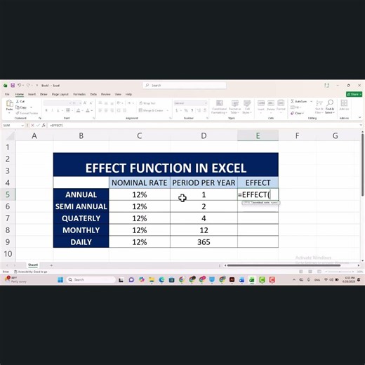 How to Use EFFECT Function in Excel | Calculate Effective Annual Interest Rate Easily! 🔥