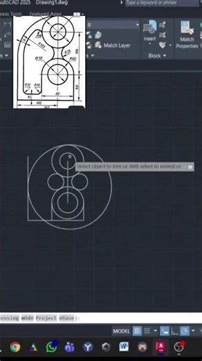Draw a simple mechanical part in AutoCAD.