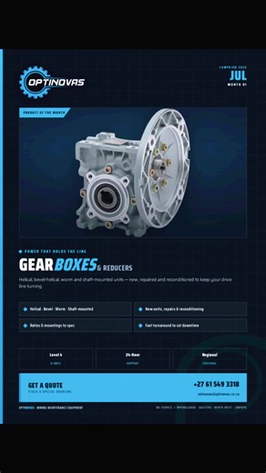 Industrial Gearboxes & Motors: Optinovas Repairs, Reconditioning & Supply