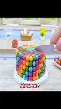 Mini Rainbow Cake Recipe: Satisfying Miniature Cake Decorating with Chocolate Drip 🌈🍰 #minicake