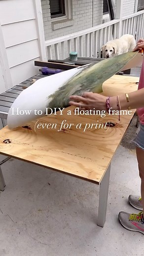 Michelle McRae on Instagram: "HERE👇🏽 I needed a piece of artwork for this empty wall in my bedroom but I didn’t want to pay big bucks. So I found this canvas print, I glued it onto some leftover plywood and I made a floating frame for it. The best part was my all-in expense was $37! All the wood I used was scrap from old projects! Steps 1. Cut a piece of 1” plywood the size of your print 2. Cut 2x1s at 45 degree angle 3. Glue print to plywood and weigh it down to dry 4. Nail 2x1s