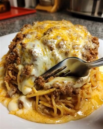 Creamy Garlic Butter Beef Spaghetti with Cheddar Parmesan Sauce Ingredients: 18 oz spaghetti 1½ lbs lean ground beef 3 tbsp olive oil 3 tbsp butter 1½ small onions, finely diced 4½ cloves garlic, minced 1½ tsp oregano 1½ tsp garlic powder Salt and black pepper, to taste 3 tbsp all-purpose flour 1½ cups broth (chicken or beef) 3 cups heavy cream 1½ cups shredded Cheddar cheese 1½ cups grated Parmesan cheese ¾ cup shredded mozzarella cheese Additional butter, for finishing if desired Chopped fresh
