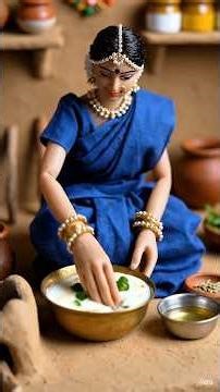 Village Bride Cooks Authentic Kadhi Pakoda . | Traditional Indian Cooking. #ai #miniature #cooking.