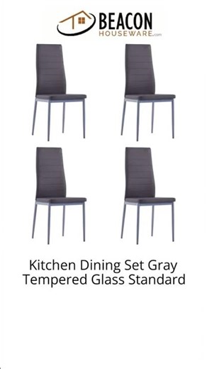 Kitchen Dining Set Gray Tempered Glass Standard