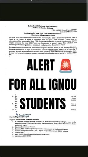 Alert 🚨 for ALL IGNOU STUDENTS #ignou