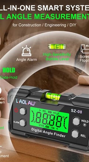 Digital Angle Gauge Finder, Level Box, Protractor with Backlit LCD Display for Woodworking, DIY, Home Decoration, Accurate Table/Mitre Saw Angle Setting Tool #gadget #diytools #flashlight #smarttapemeasure #mechanicmusthave #bestgadget #electricgadget #femalebuilder #multifunctionalcaraccessory #professionaltools #WOODWORKING #DIGITALANGLEGAUGE #ANGLEFINDER