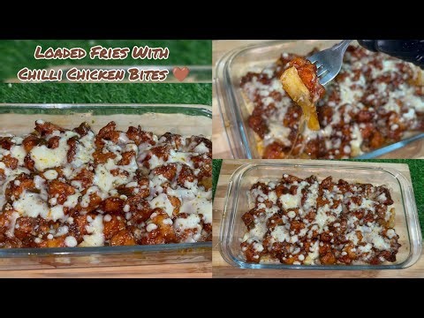 |Loaded Fries With Chilli Chicken Bites|🤎•Delicious Recipe•✨ #loadedfries #chickenrecipe #delicious