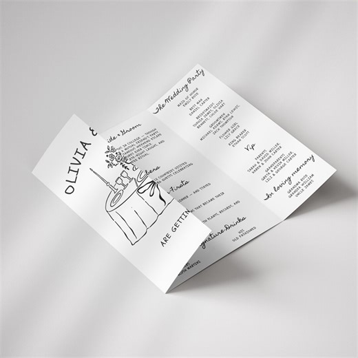 Whimsical Wedding Day Program Canva Template Gatefold Infographic Brochure Hand Drawn Ceremony Timeline Trifold Printable Bifold Invite G007 - Etsy