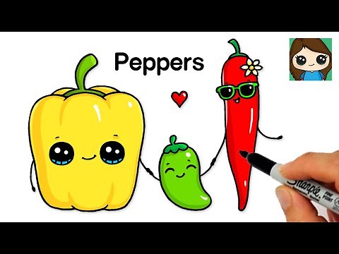 How to Draw Peppers Easy 🌶 Veggie Series #4