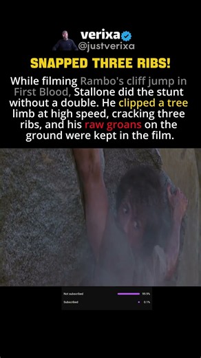 In First Blood (1982) Sylvester Stallone broke three ribs jumping off a cliff