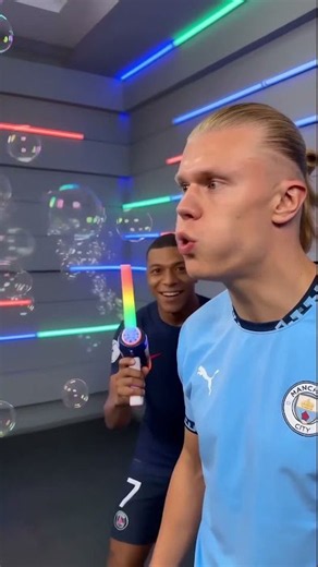 Haaland & Mbappe couldn't stop playing with it 🌈 #haaland #funny #mbappé #worldcup #kdrama