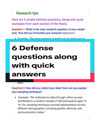 Research defense questions along with quick answers: #research #thesis #defense #mph #viral
