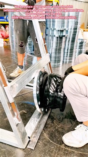 How Workers Install a Massive Rubber Expansion Joint #work #workers