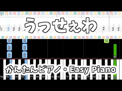 【簡単ピアノ楽譜】うっせぇわ - Ado (練習用) / Usseewa | Easy Piano Tutorial