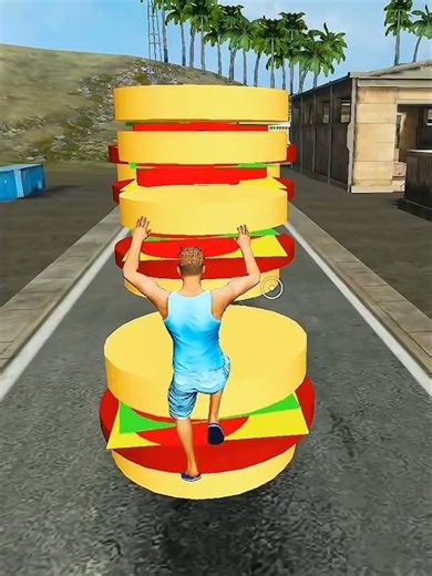 🍔 Burger Stack Run 😱 Jump Fast Before It Breaks! #shorts 🍷🗿