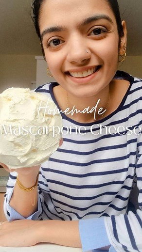 HERE'S HOW TO MAKE IT ⤵️ Homemade Mascarpone Cheese 🧀🥛 - Tiramisu Cheese Recipe Recipe (makes around 375 g cheese) 600 ml heavy cream (i used Tetra Pak) 3¼ tbsp lemon juice fresh • Simmer the cream on medium heat (do not boil) • Lower the heat and add the lemon juice. Mix continuously. • Cook the cream on low heat for 10 to 12 minutes till thickened & reduced half in volume (stir continuously). Strain through a fine muslin cloth set over a siev • Cover the cheese & refrigerate overnight to sep