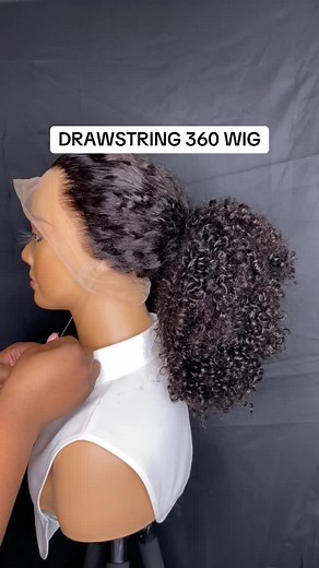 Drawstring 360 Wig, do yall know how it works ? Pull the strings in the wig instead of gluing the wig down at the back. Genius right ??? I know.. #pixiecurls #360wig #360wigwithdrawstring #drawstring360wig #lacefrontwig #wig #hairstyle #hairstore #curlywig #wiginstall #gluelesswig