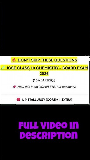 Most Repeated Questions in Chemistry Class 10 ICSE Board Exams 2026 #icse2026 #icseboard #shorts