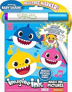 Baby Shark 20 Page Imagine Ink Magic Pictures with 1 Mess Free Marker Bendon 47225