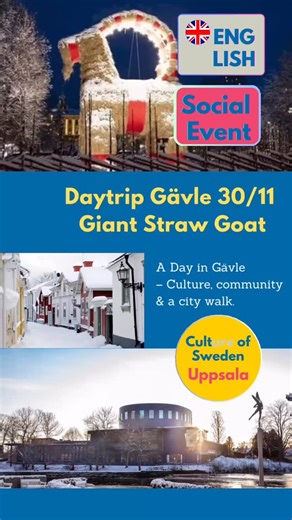 Daytrip to Gävle, social event with Cult(ure) of Sweden. A full day and social outing to see the inauguration of the giant straw goat. City walk, lunch museum and the yearly Christmas tradition of the straw goat! Join us, register on Meetup or email in the bio.#cultofswedenuppsala @gavle_city @gavlekommun | Cult of Sweden Uppsala | Facebook